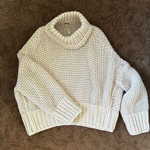 Free People Cream Cowl Neck Sweater